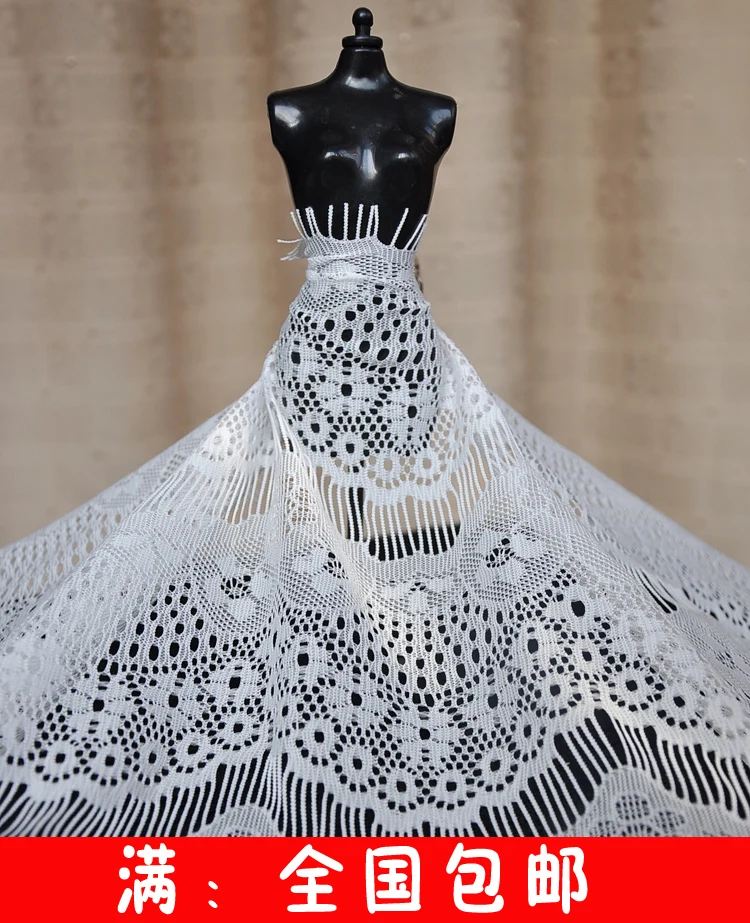 Ücretsiz Kargo Kirpik Yumuşak Beyaz Siyah Dantel Kumaş Kalınlaşma Dantel Şifon Etek düğün elbisesi 150cm DIY Elbise Aksesuarları