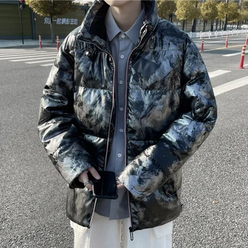 Moda Kış Gri Ördek Aşağı Ceketler Casual Boy erkek Standı Yaka Kirpi Ceket Parkas Hip Hop Streetwear Gençlik üst giysi
