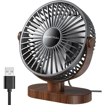 6.4 İnç Ahşap USB masa fanı, 3 Hız Sessiz Taşınabilir Masaüstü Masa Fanı, kişisel Mini Fan Ev Ofis Araba için