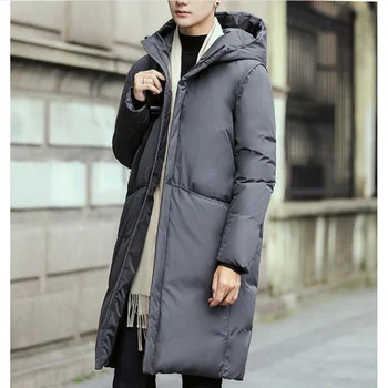 2023 Kış Rüzgar Geçirmez Uzun Parkas Erkekler Katı Parkas Pamuk Yastıklı Erkekler günlük ceketler Kalınlaşmak Palto Palto Sıcak Giysiler S-3XL