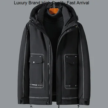 Kış 2023 Ceket Kapitone Mont Pamuk Yastıklı Ceket Parka Kalın Sıcak Uzun Ceketler Kapşonlu Artı Boyutu 4XL - 11XL Erkek Giyim