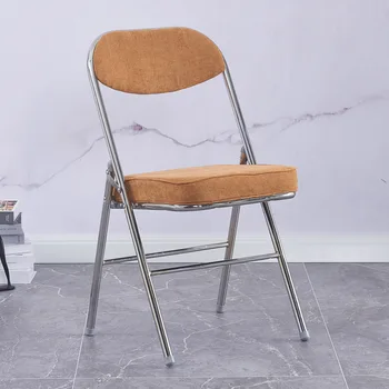 Basit Ergonomik Modern Net Kırmızı Yumuşak Çanta Katlanır Sandalye Ev Yemek Sandalyesi Restoran Metal Katlanır Sandalye Ofis Arka Mobilya