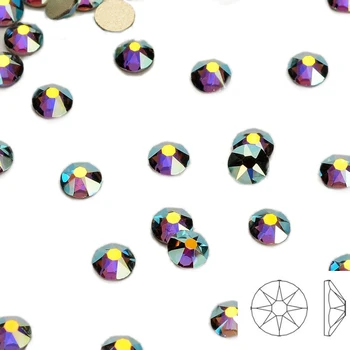 Yüksek Parlaklık Siyah Elmas AB Pırıltılı FlatBack Olmayan Düzeltme Rhinestones Nail Art Kristal 16 Yönleriyle Kesim 3D Tırnak Sanat Süslemeleri