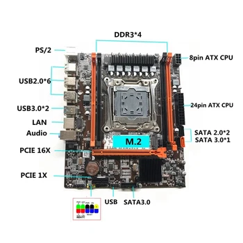 X99H Anakart + Anahtarı Kablo Kiti B85 Çip LGA2011-V3 DDR3X4 ECC Sunucu Bellek Yuvası M. 2 NVME PCI-E 3. 0X16 SATA3. 0