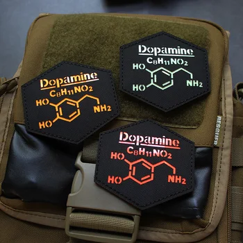 Dopamin Moleküler Formülü Aydınlık Kol Bandı Lazer Gravür Moral Rozeti Sırt Çantası Şapka Taktik Yelek DIY Kanca ve Döngü Yamalar