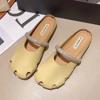 Lisapie 2023 Yaz Alt sandaletler ve terlikler Baotou Yarım Terlik İns Gelgit Ayakkabı Kadın Giyim Toka Tembel Moda Fransız Düz