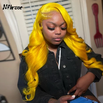 Kadınlar için Açık Sarı dantel ön peruk insan saçı 13x4 Ham Vücut Dalga Şeffaf Dantel 13x4 Peruk 613 Renkli Bakire Saç Peruk