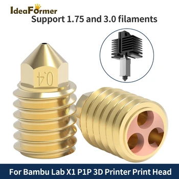 1/2 Adet Yükseltilmiş Kafa LabX1 R1P Yüksek Akış ve İyi Termal İletkenlik Pirinç ve Kırmızı Bakır Nozzle0. 4mm 1.75 / 3mm Filamentler