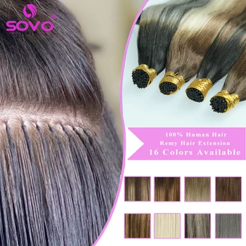Itip insan saçı postiş Vurgular 50 İpliklerini Keratin Kapsül Kahverengi Karışık Platin Sarışın I İpuçları Remy Saç Düz Çubuk Ucu