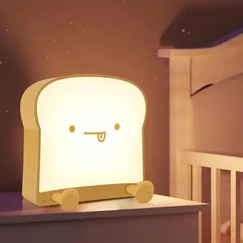 Tost ekmeği LED Gece Lambası Sevimli Yatak Odası Başucu Lambası Taşınabilir Masaüstü Lamba Oturma Odası Ev Dekor İçin Kız Erkek doğum günü hediyesi