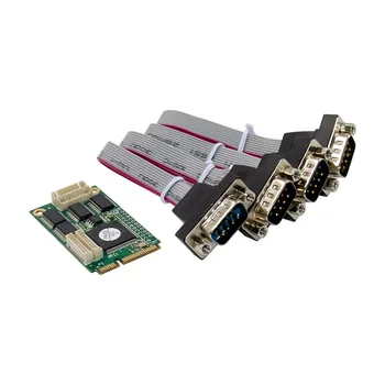 Mini PCIE 4 Port rs232 Arayüzü CH384L MİNİ PCI-E DB9 9pin Seri rs-232 Kartı Seri COM Genişleme kartı mpcıe 384 Çip