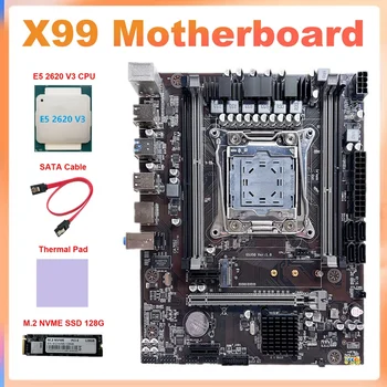 X99 Anakart LGA2011-3 bilgisayar anakartı Desteği DDR4 ECC RAM + E5 2620 V3 CPU + M. 2 SSD 128G + Termal Ped + SATA Kablosu