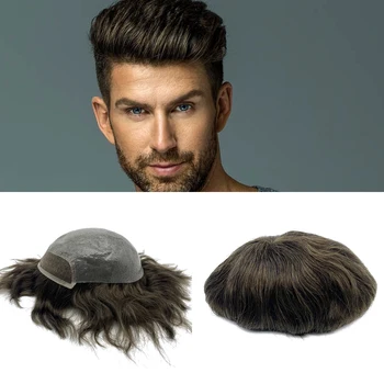 Fabrika Fiyatları Doğal Saç Çizgisi %100 % İnsan Saçı Dantel Ön Erkekler Peruk Saç Değiştirme Erkekler İçin