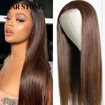 Açık Kahverengi Dantel ön peruk insan saçı Peruk Kadınlar İçin Şeffaf Dantel Kapatma 14-32 inç Uzun Düz Hint Remy Saç
