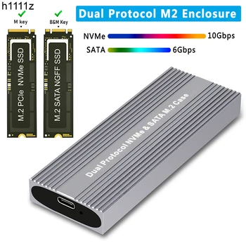 Çift Protokol SSD Durumda Muhafaza M. 2 SATA NVME SSD Harici Kılıf JMS581D Çip Aracı Ücretsiz M/B+M Anahtar 2230 2242 2260 2280 M2 SSD