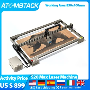 ATOMSTACK S20 Max Lazer Gravür Makinesi 850 * 400mm Süper Büyük Kesme Gravür Çalışma Alanı İle Rulo ve Petek Masa