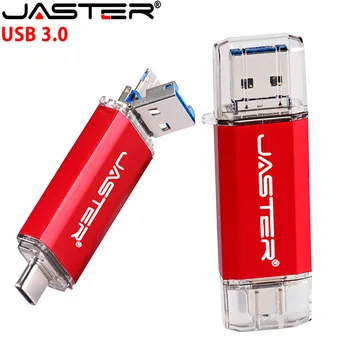 JASTER Yeni 2 İN 1 OTG (Android ve PC ve Type_C) USB 3.0 flash sürücü Metal Özel Kalem Sürücü 64GB 32GB 16GB 8GB 4GB Düğün Hediyeleri