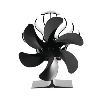 6 bıçaklı termoelektrik fırın fanı Siyah şömine fan Ahşap brülör Çevre koruma Sessiz ev şömine fan Yüksek