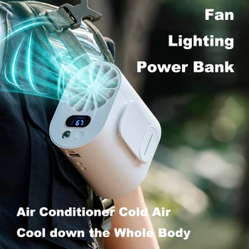 Taşınabilir Asılı Boyun / Bel Fan 4000mAh Şarj Edilebilir Taşınabilir Elektrikli Fan Mini hava Soğutucu Açık Kamp Yürüyüş Tırmanma İçin