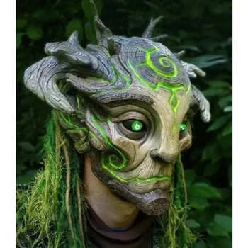 Özel Cadılar Bayramı Maskeli Parti Sahne Dış Yeşil Elf Yaşlı Adam Lateks Maske Orman Elf Maskesi golf sopası kılıfı