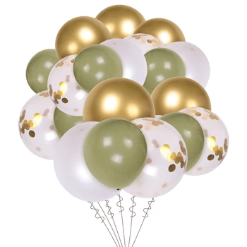 1 Takım Balonlar Okaliptüs İnci Beyaz Altın Konfeti Balon Düğün Bebek Duş Zeytin Yeşili Doğum Günü Partisi Süslemeleri