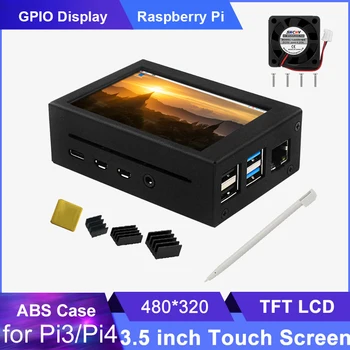 3.5 inç Ahududu Pi 3 B Artı Dokunmatik Ekran TFT LCD 480 * 320 GPIO Ekran Monitör ABS / Metal Kasa Ahududu Pi için 4 3B + 3B