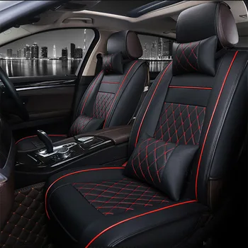 Evrensel PU deri araba koltuğu kapağı Lincoln Navigator İçin MKZ MKS MKC MKX MKT oto aksesuarları araba-styling araba çıkartmaları 3D Siyah