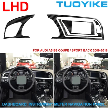 LHD RHD Araba Gerçek Karbon Fiber Dashboard Konsolu Merkezi Gösterge Paneli Sticker ayar kapağı Audi A5 B8 Coupe Spor Arka 2009