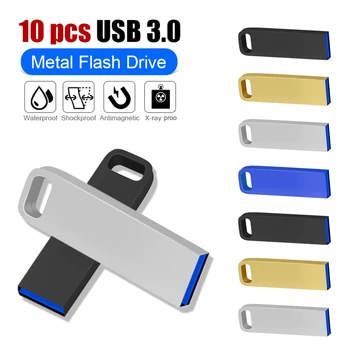 10 ADET 64GB 128GB USB 3.0 Flash Sürücü Ücretsiz Özel Logo Metal Kalem Sürücü 32GB Flash Disk 16GB Tanıtım Hediye USB Sopa