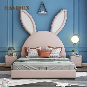 Karikatür Tavşan çocuk yatağı Kızlar Sevdim 1.2 m 1.5 m Basit Tarzı katı ahşap Yatak Odası Yatak Çocuklar İçin Yerden Tasarruf Sağlayan Ev Mobilyaları