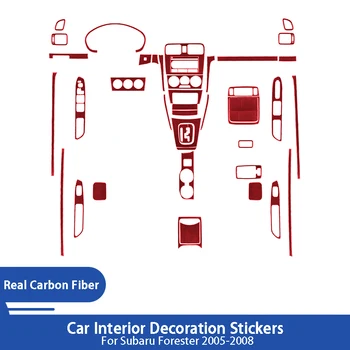Gerçek Karbon Fiber Kırmızı Araba İç Trim Dekoratif Çıkartmalar Subaru Forester 2005-2008 İçin Araba Styling Oto Aksesuarları
