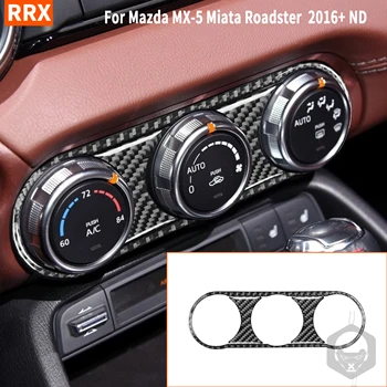 Karbon Fiber AC Düğmeler Çerçeve İklim Kontrolü Trim Sticker Mazda MX - 5 Miata Roadster 2016 + MX5 ND İç Araba Aksesuarları