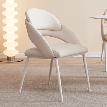 Krem Tarzı Modern yemek sandalyeleri Minimalist Ev İskandinav Rahatlatıcı Yemek Sandalyesi Lüks Arkalığı Cadeira Ev Mobilyaları WZ50DC