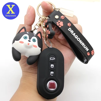 Xinyuexin 3 Düğmeler silikon araba Anahtarı Durum Kapak Fiat 500 için Katlanır Uzaktan Anahtar Kabuk Çeşitli Anahtarlıklar Araba Aksesuarı