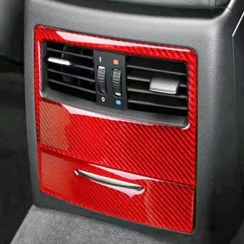 Kırmızı Karbon Fiber Sticker Araba Arka Koltuk Klima Havalandırma Çıkışı Trim Şerit BMW 3 E90 E92 E93 Araba İç Aksesuarları