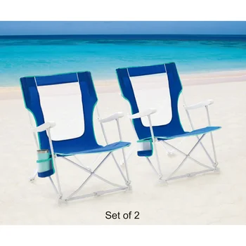 2-Pack Katlanır Sert Kol Plaj Çantası Sandalye Taşıma Çantası ile, Mavi