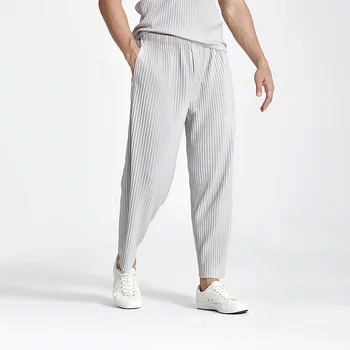 IEFB Japon Streetwear Moda Pilili gündelik erkek pantolonları Yeni Gevşek fityüksek Elastik Düz Pantolon Yaz 2023 İçin