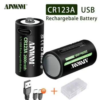 100 % Orijinal CR123A 3.7 V USB Lityum Pil CR123 16340 16350 Lityum Pil İçin Kuru Birincil Pil Kamera El Feneri