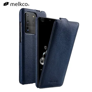 Melkco Hakiki Deri Flip Case Samsung Galaxy S20 Ultra S20 S10 S9 Artı İnek İş Telefonu Çanta Kapak