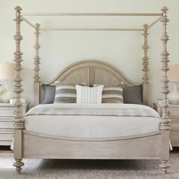 İndirim: Amerikan rustik modern vintage ana yatak odası Fransız eski katı ahşap çift kişilik yatak villa Roma sütun yatak mobilya