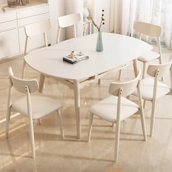 Katlanır Uzatılabilir yemek masası Beyaz Lüks Kahvaltı Endüstriyel yemek masası İskandinav Modern Mesa Plegables mutfak mobilyası