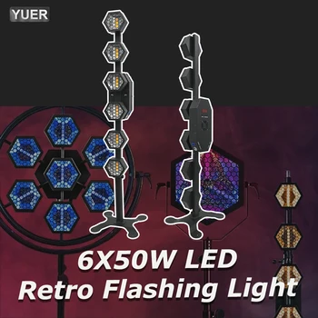 YUER Yeni LED 6x50w Amber Ve RGB Retro yanıp sönen sahne aydınlatması Parti arka plan ışığı DMX Konser Düğün Olay Gösterisi