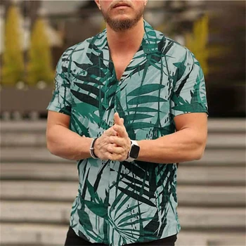 2023 Tropikal Bitkiler 3D Hawaii Gömlek erkek Nefes Moda Plaj Kısa Kollu Üst Yaz Eğlence erkek Tatil Gömlek