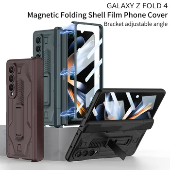 Manyetik Kat Menteşe Durumda Cam Filmi Samsung Galaxy Z Kat 3 5G Durumda Braketi ile Fold3 360 tüm vücut zırhı Darbeye Dayanıklı Kapak