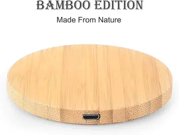 Bambu Ahşap 15W Qi Kablosuz Şarj Cihazı USB C Hızlı Şarj Pedi iPhone 14 13 12 Pro Max 11 XS Max X XR 8 Artı Samsung S10 Note9