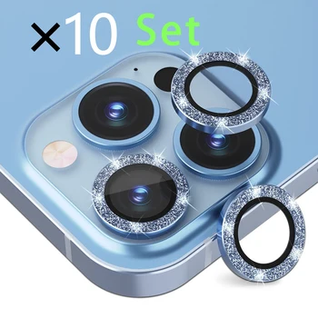 glitter elmas kamera lens koruyucu iphone 14 pro max 12 mini 13 mini metal temperli cam koruma filmi kapağı 10 takım