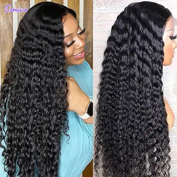 32 İnç Derin Dalga Frontal Peruk 13x4 HD Şeffaf Dantel Ön insan saçı peruk Kadınlar İçin Brezilyalı Bakire Saç 13x6 Dantel Peruk Doğal