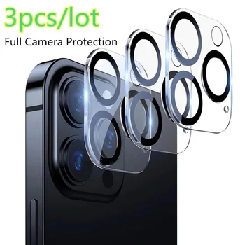 3 ADET 3D Arka Kamera Cam Koruyucular iPhone 13 11 12 Pro Max 13 Mini Lens Koruyucu Cam Filmi iPhone 14 PromaX 14 Artı