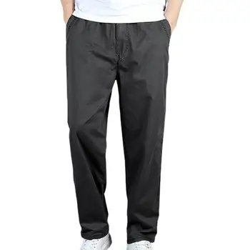 2021 Klasik Takım Elbise Pantolon Erkekler Büyük Boy Elastik Bel Düz Cepler ile Düz Renk İş Pantolon Erkek Giyim Çalışma için