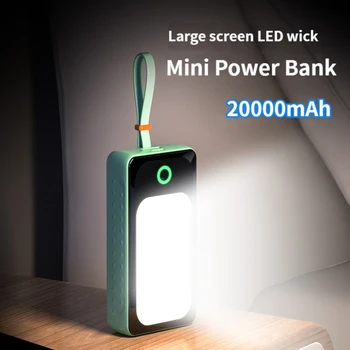 Mini Taşınabilir Güç Bankası 20000mAh Şarj Cihazı Hızlı Şarj İnce harici pil Dahili Kablo iPhone12 13 Xiaomi Huawei QC3. 0